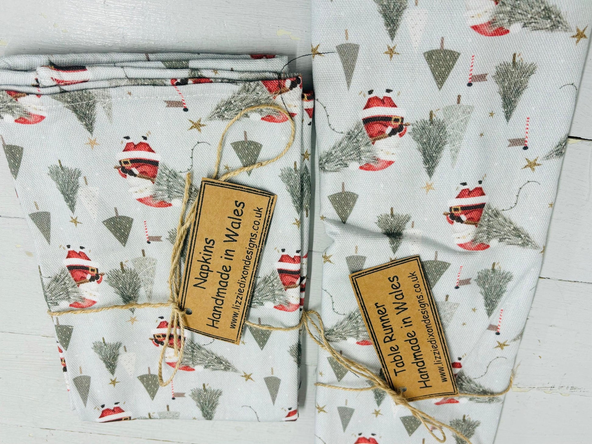 Copy) Christmas Napkins - Festive table- Father Christmas and Christmas Trees, Handmade festive Napkins - Fabric Napkins