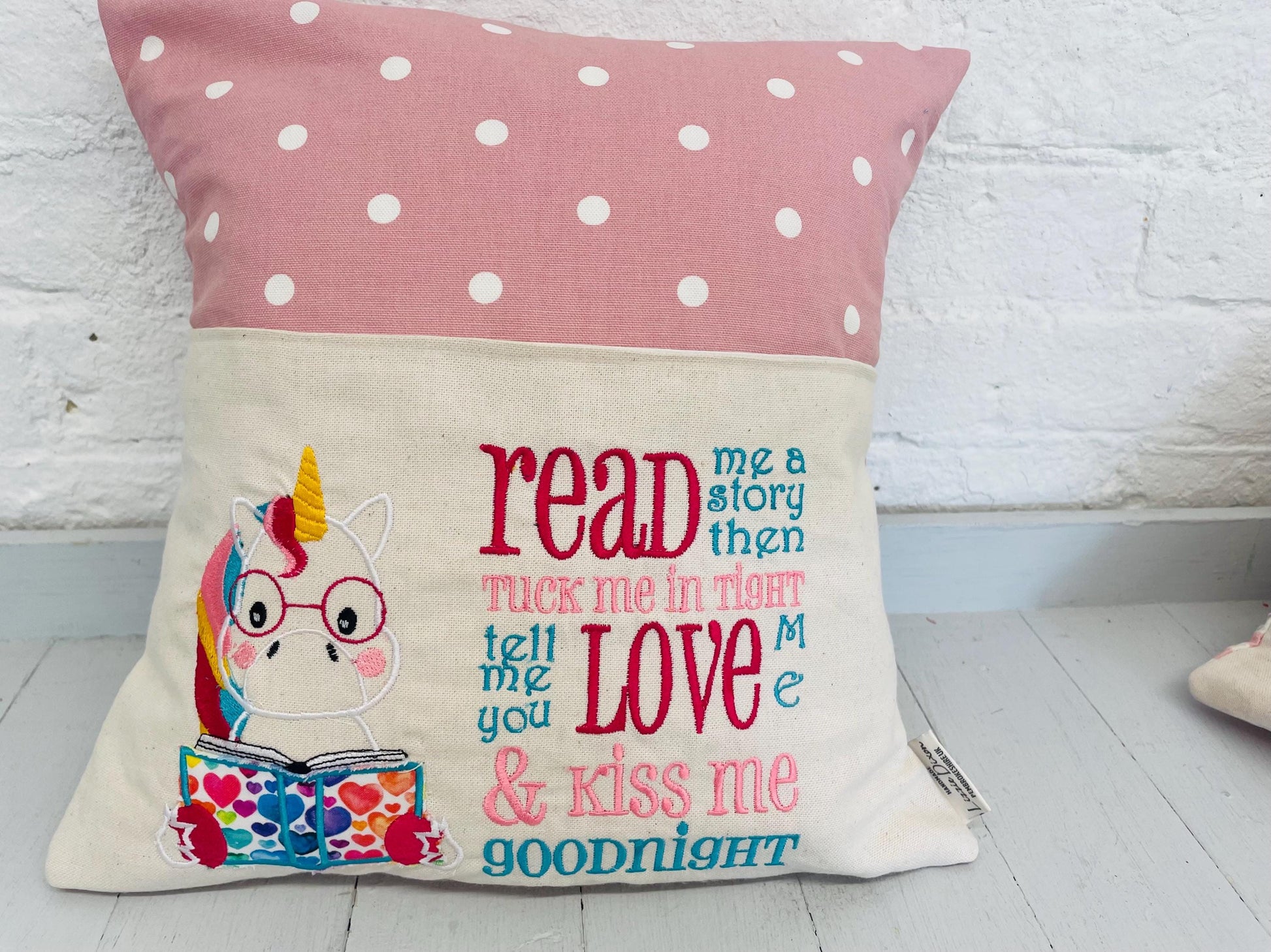 Book Cushion-Children's Reading Pillow~Personalised Cushion with Pocket-Cute Unicorn reading Pillow~Book Lovers Gift~Travel Pillow-