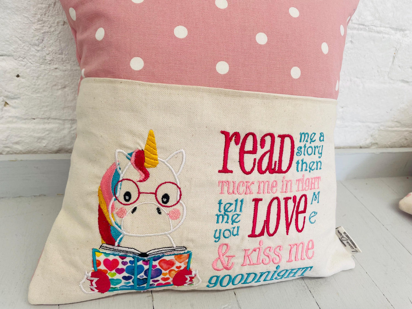 Book Cushion-Children's Reading Pillow~Personalised Cushion with Pocket-Cute Unicorn reading Pillow~Book Lovers Gift~Travel Pillow-