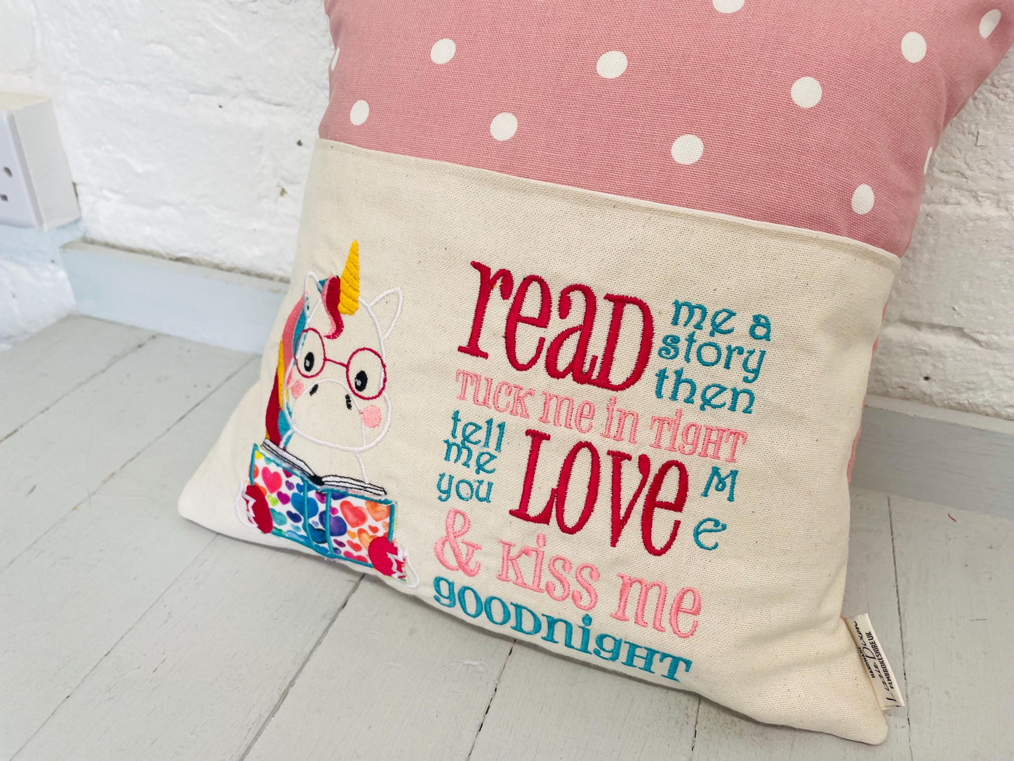 Book Cushion-Children's Reading Pillow~Personalised Cushion with Pocket-Cute Unicorn reading Pillow~Book Lovers Gift~Travel Pillow-