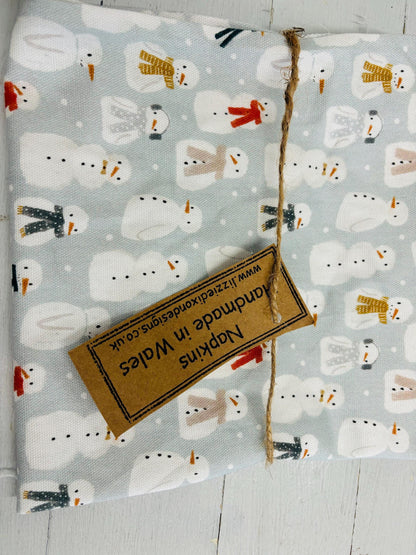 Christmas Napkins - Festive table- Father Christmas and Christmas Trees, Handmade festive Napkins - Fabric Napkins