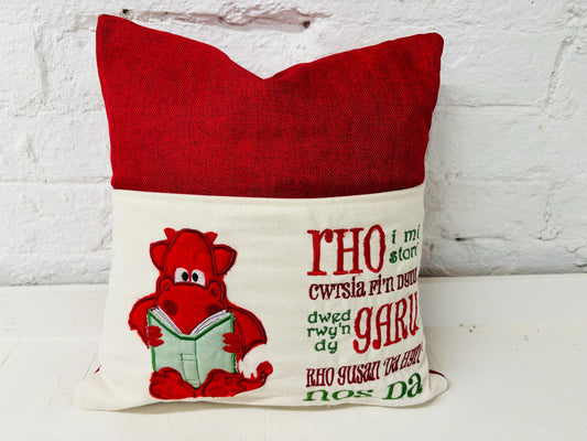 Childrens Book Cushion . Dragon Children's Reading Pillow~Personalised Dragon Pillow~Book Lovers Gift~Travel Pillow-Christmas gift ideas