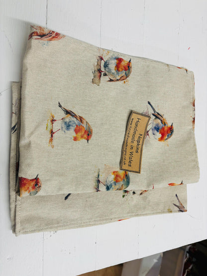 Christmas Napkins - Festive table- Father Christmas and Christmas Trees, Handmade festive Napkins - Fabric Napkins