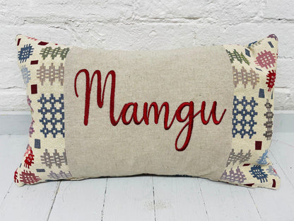 Mamgu Cushion , Welsh Mother&#39;s Day Gift, Mami Personalised Cushion, Gift for Mum. Gift for Mamgu, Personalised Mothers Gift - Welsh Blanket