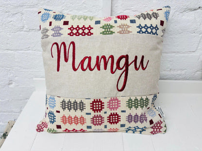 Welsh Blanket Mother&#39;s Day Gift, Personalised Cushion, Gift for Mum.