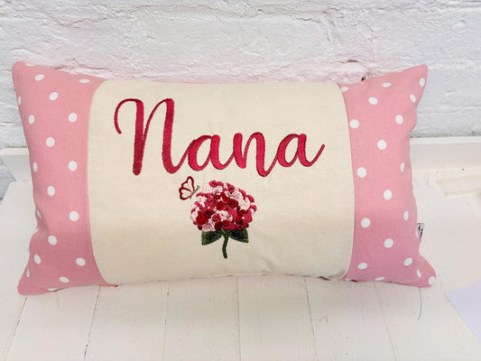 Pink Dotty with Hydrangae Mother's Day Cushion
