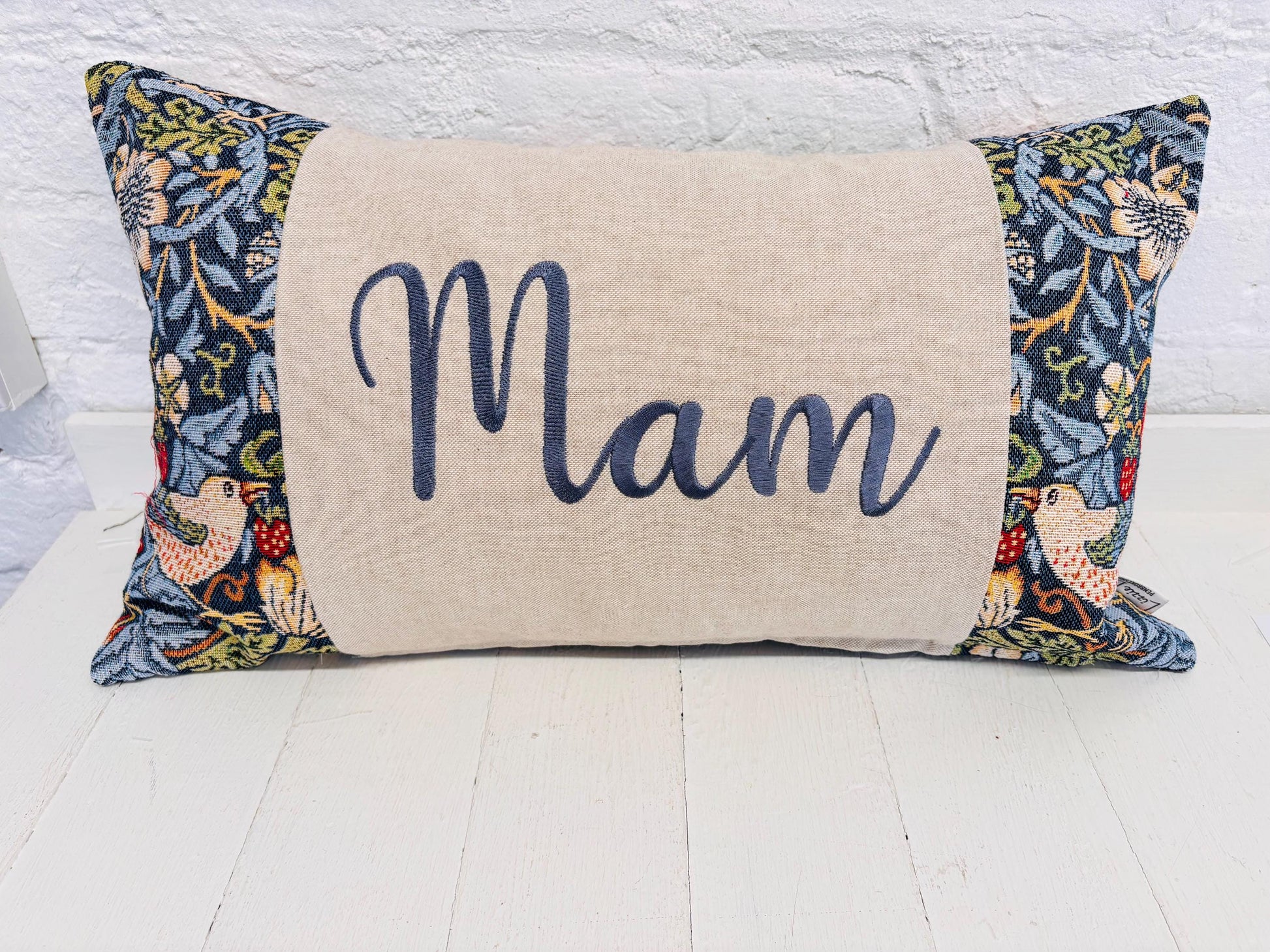 William Morris Strawberry Thief Tapestry Mother’s Gift, Personalised Cushion, Gift for Mum.