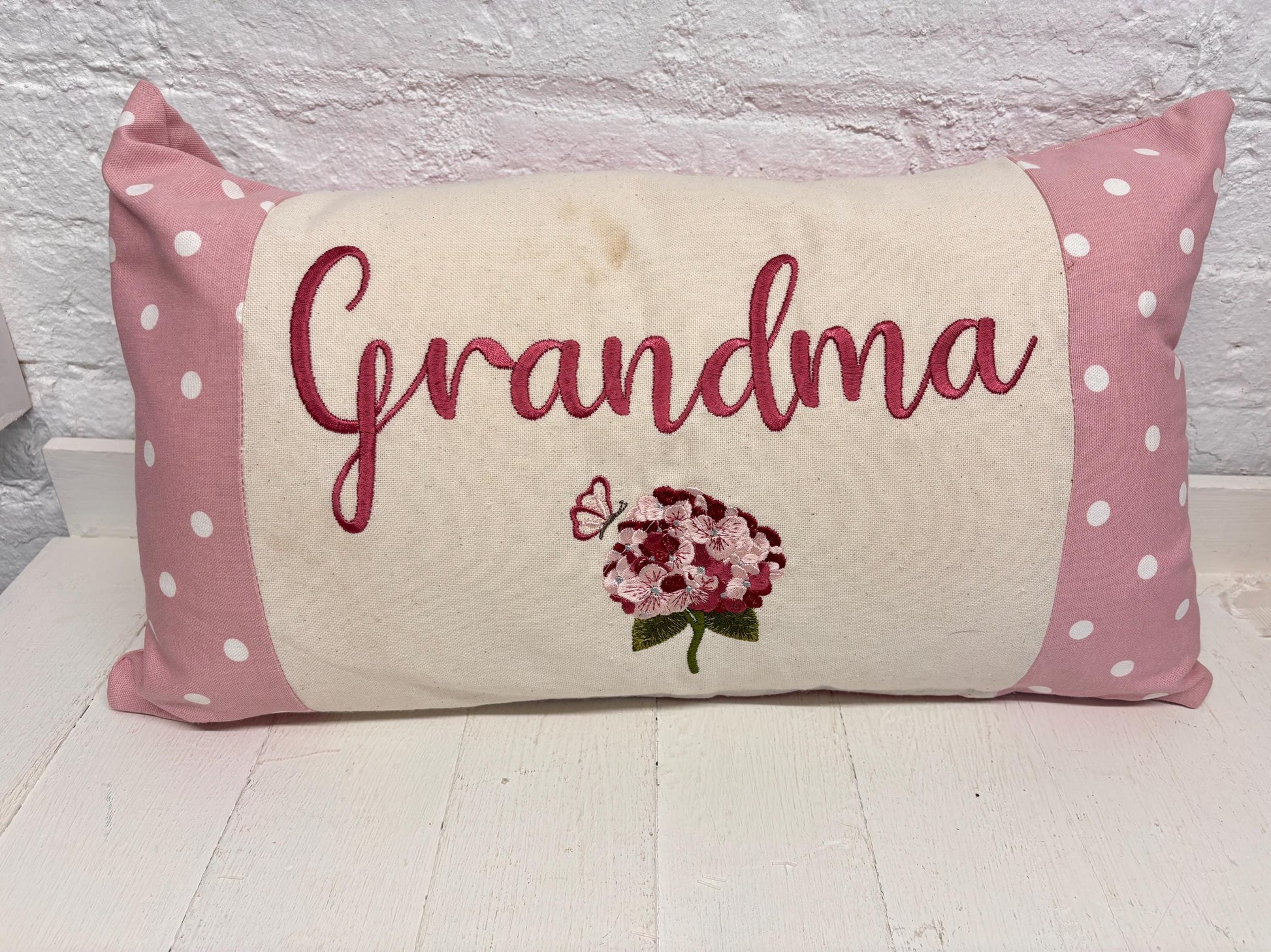 Pink Dotty with Hydrangae Mother's Day Cushion