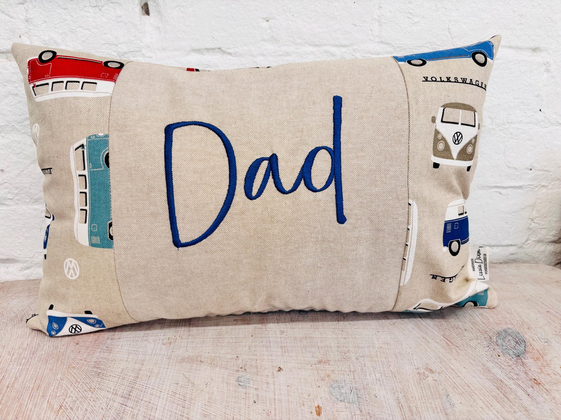 Personalised Welsh Father’s Day. Campervan Fabric - Dadi, Dacu -can be personalised with any name