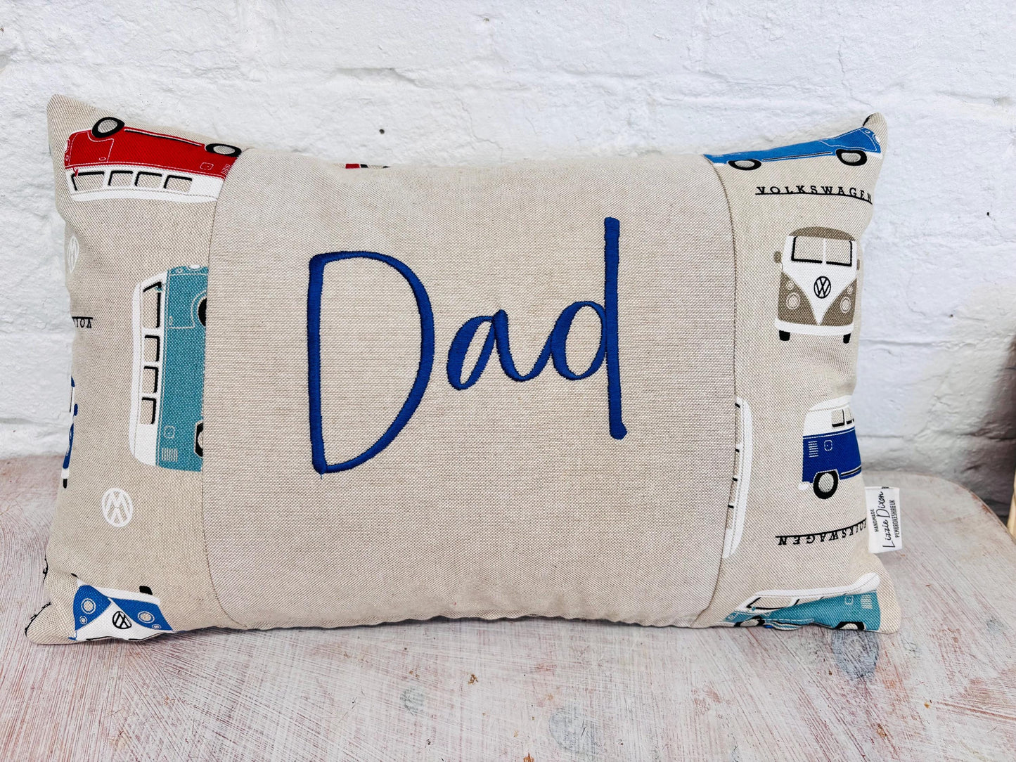 Personalised Welsh Father’s Day. Campervan Fabric - Dadi, Dacu -can be personalised with any name
