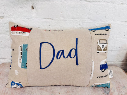 Personalised Welsh Father’s Day. Campervan Fabric - Dadi, Dacu -can be personalised with any name