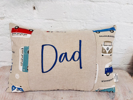 Personalised Welsh Father’s Day. Campervan Fabric - Dadi, Dacu -can be personalised with any name