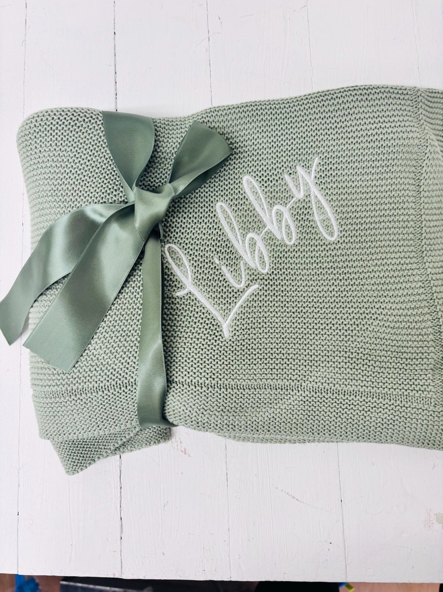 Personalised Baby knitted Blanket – Custom Embroidered Name | Newborn Gift | Baby Shower Present | Keepsake Blanket| Personalised.