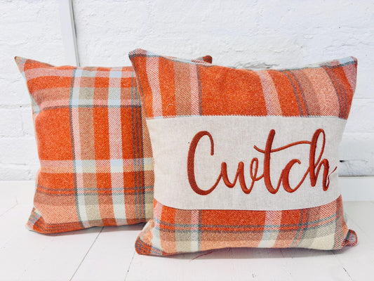 Cwtch Cushion- Autumnal faux wool