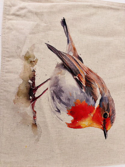 Festive Robin Print fabric Placemat (set of2)