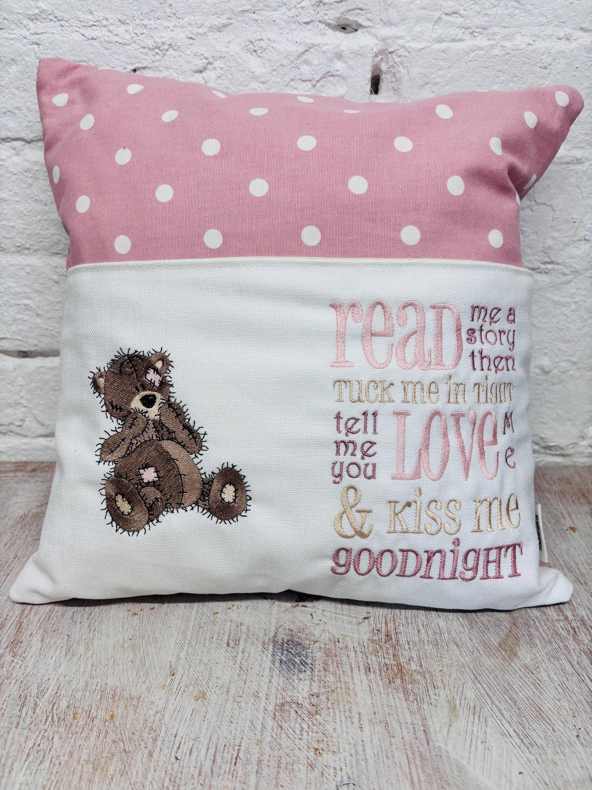 Cute Teddy Reading Book Cudhion. Children’s Teddy design book cushion