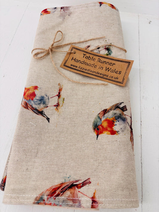 Robin Table runner - Christmas festive Table Runner -3 lengths