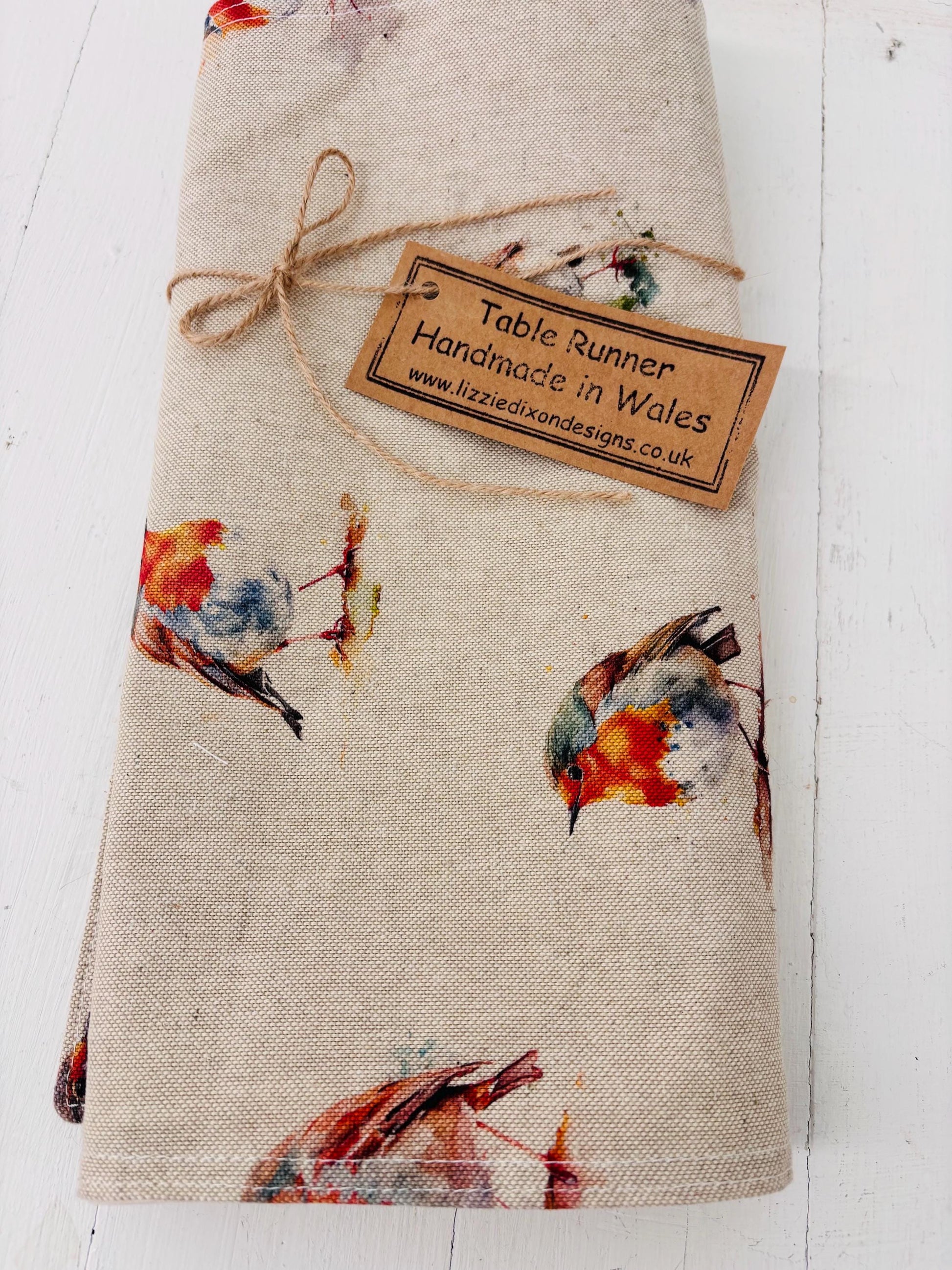 Robin Table runner - Christmas festive Table Runner -3 lengths