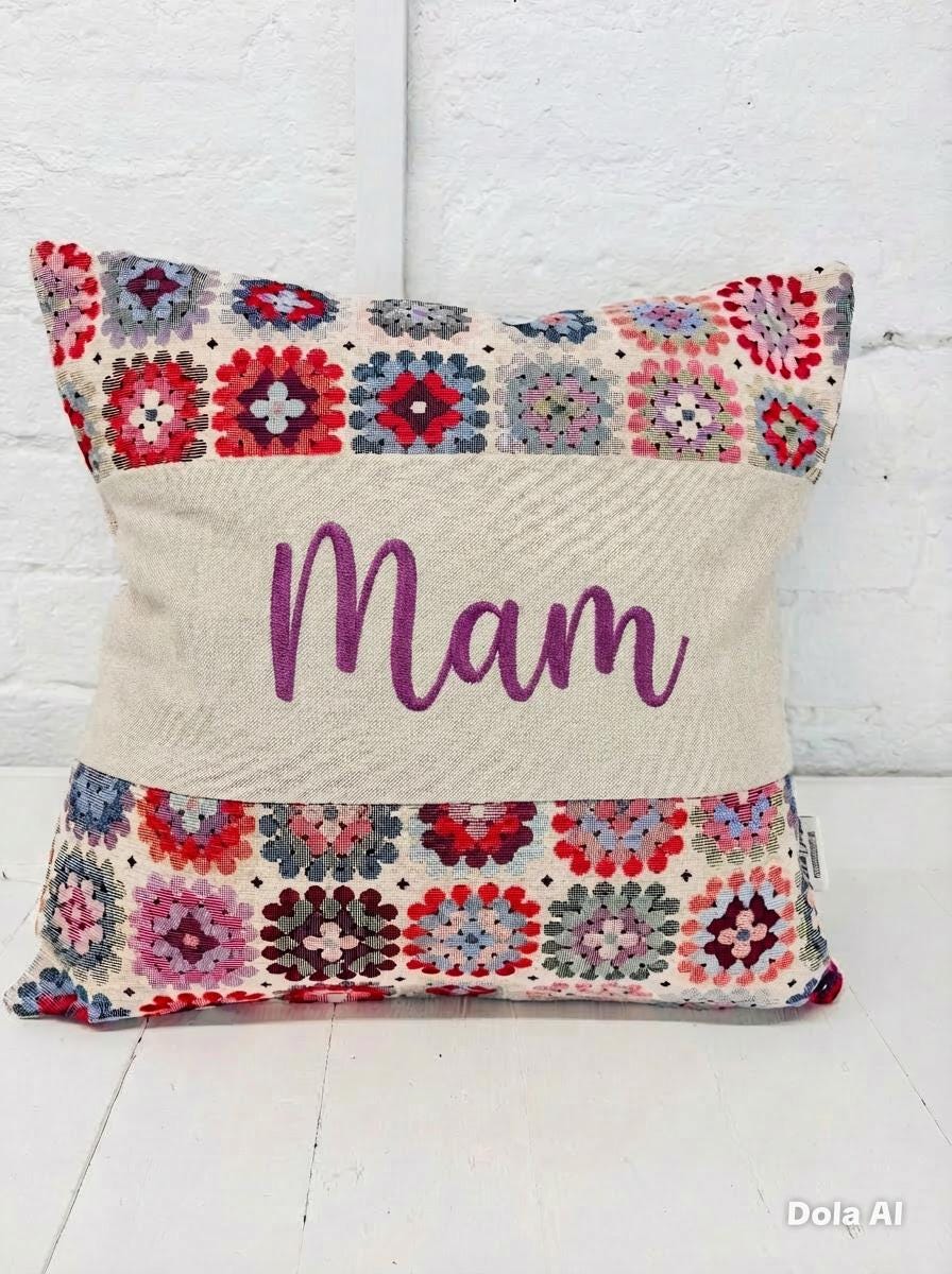 Granny Square Crochet style Cushion, Personalised Mother's Day Gift