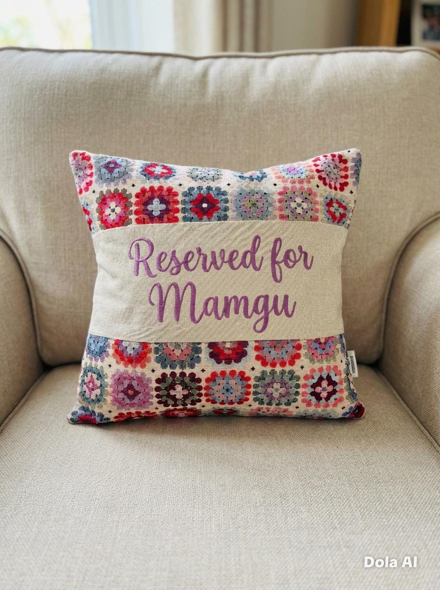 Granny Square Crochet style Cushion, Personalised Mother's Day Gift