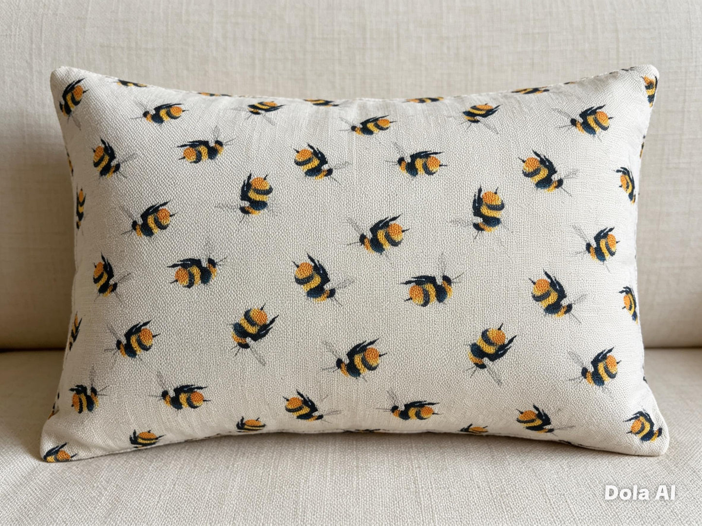Cwtch Bee fabric rectangle cushion