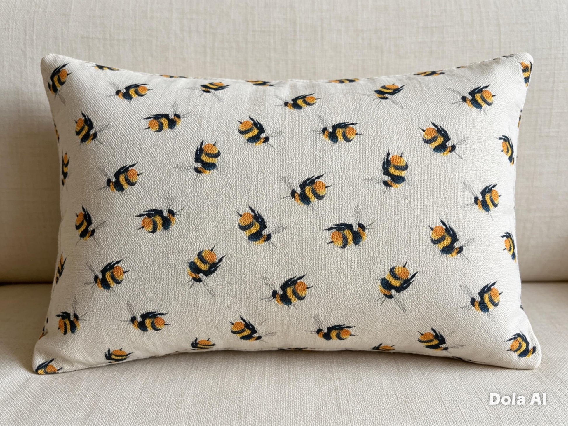 Cwtch Bee fabric rectangle cushion