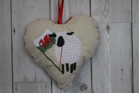 Welsh Sheep Hanging Heart - Lizzie Dixon Designs