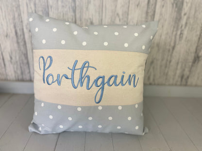 Personalised Dotty themed Location Cushion