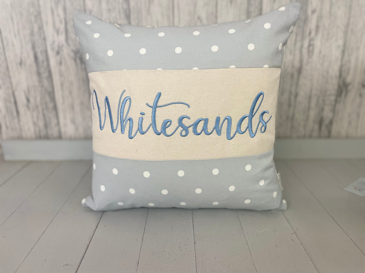 Personalised Dotty themed Location Cushion