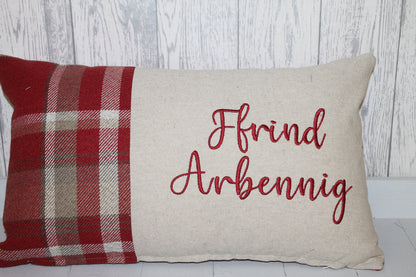 Welsh Quote Wool touch fabric cushion