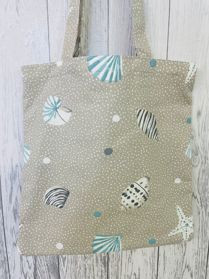 Taupe and duckegg Shell Shopping  bag