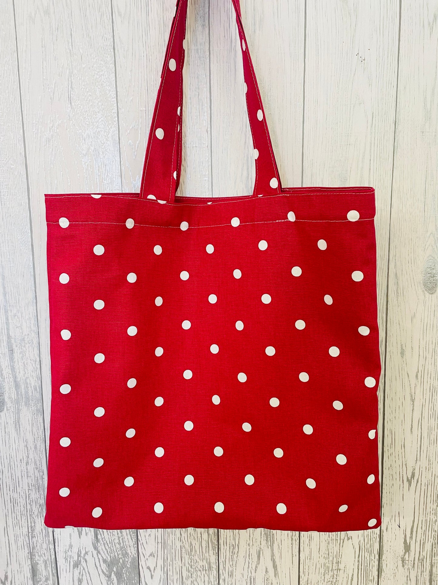 Red Dotty fabric Tote style Shopping. Bag