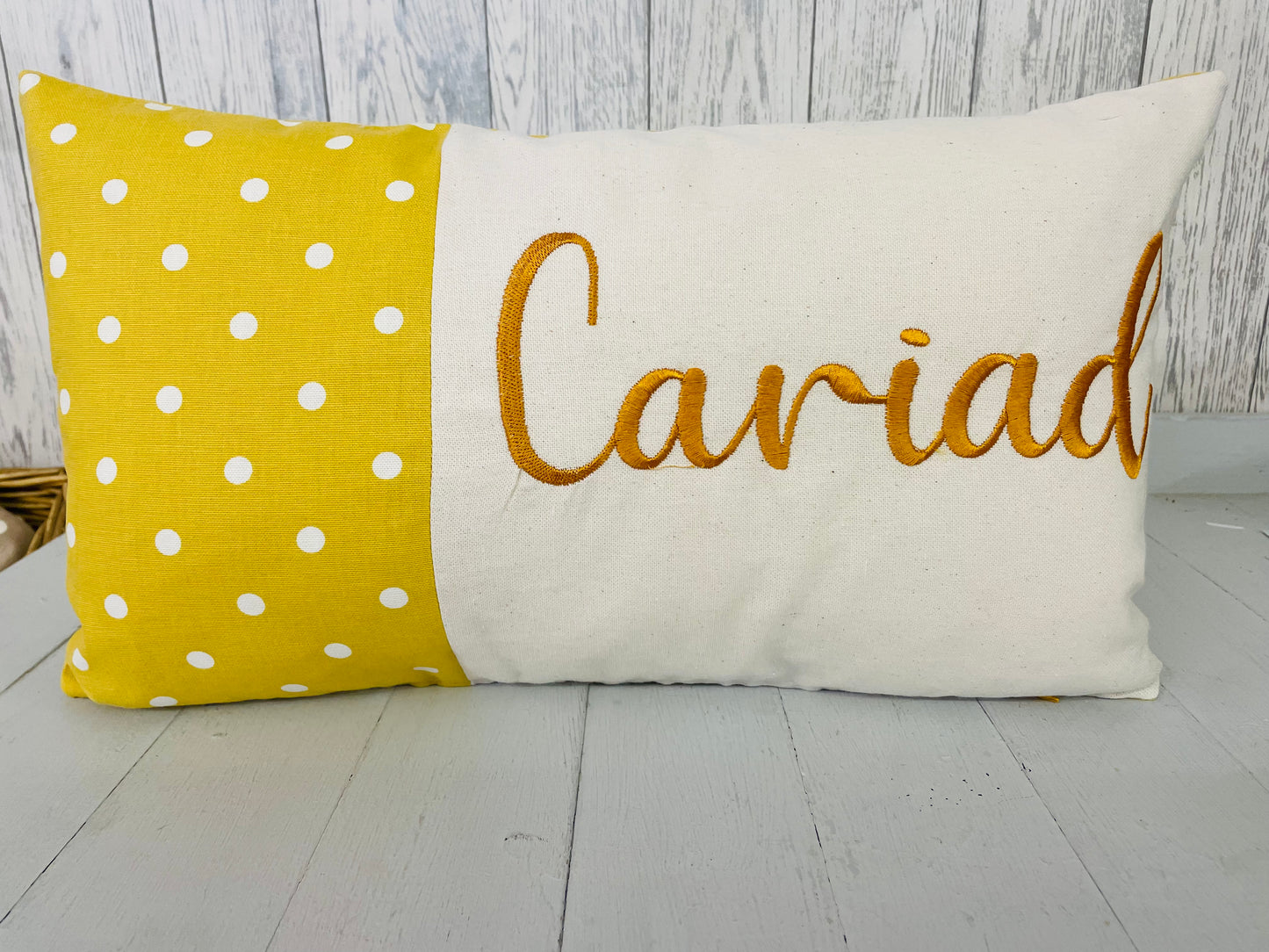 Cariad Dotty fabric  Panel Cushion- Choice of 5 Colour