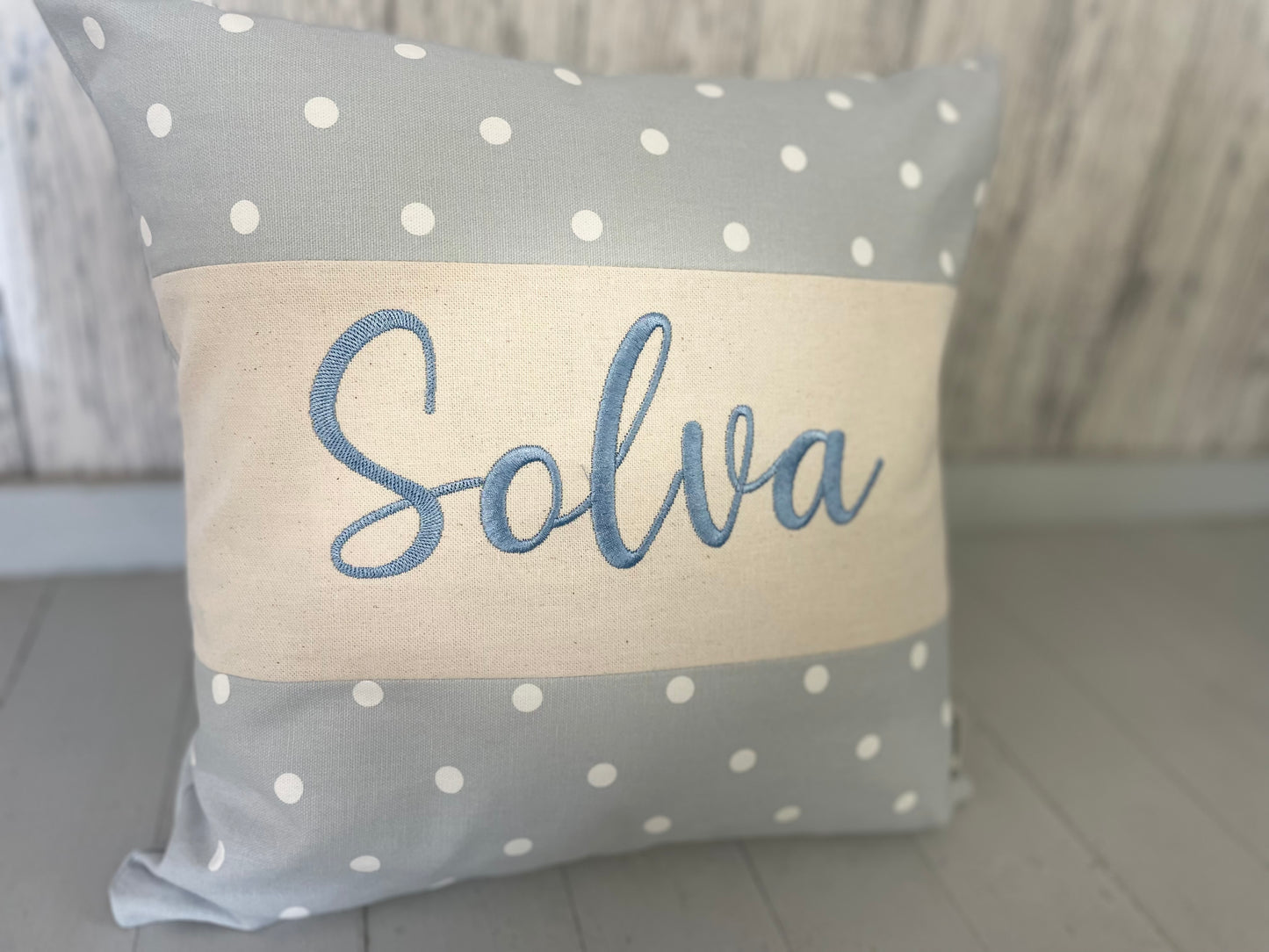 Personalised Dotty themed Location Cushion