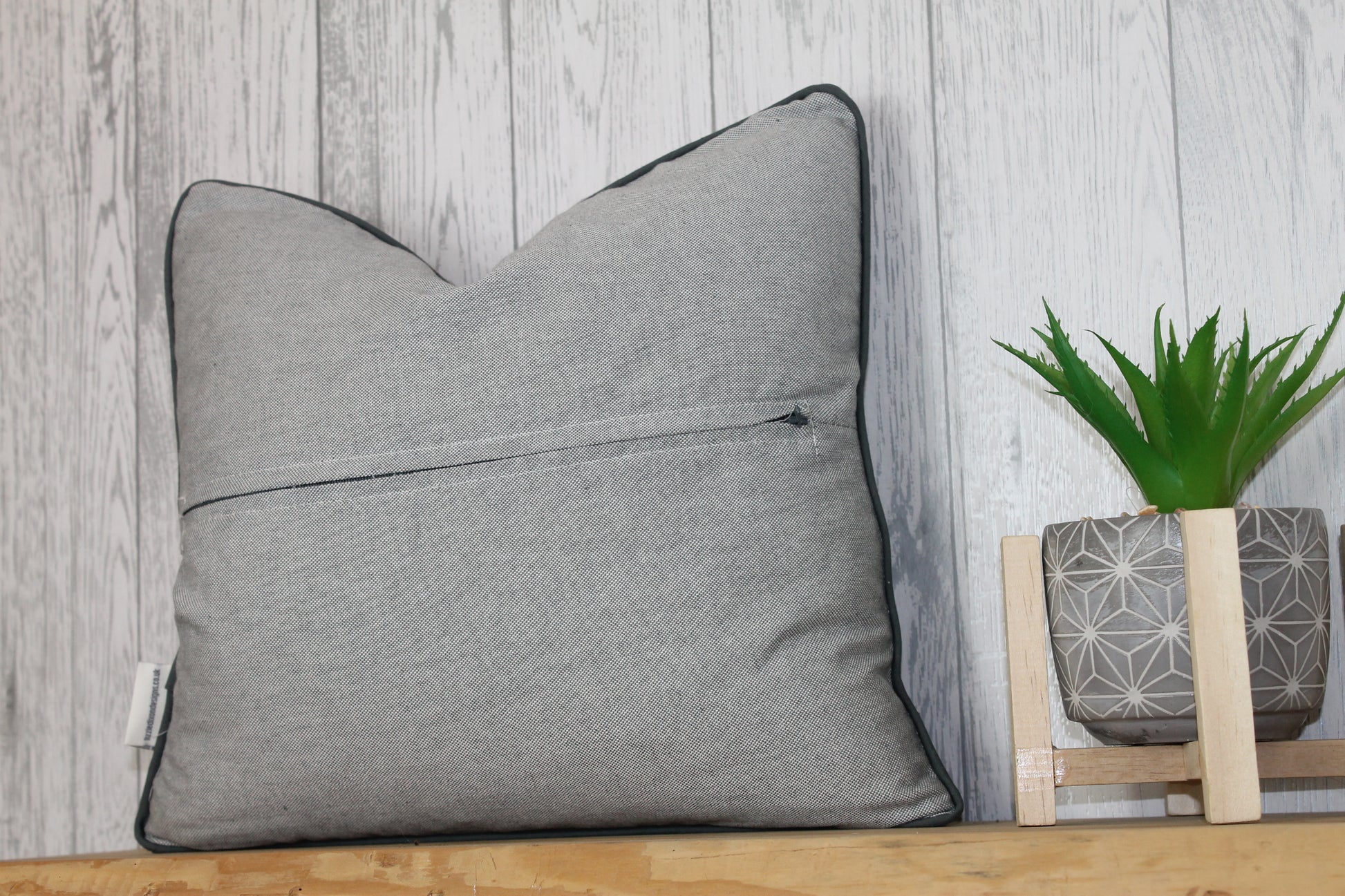 Hare Piped Grey Cushion - Lizzie Dixon Designs