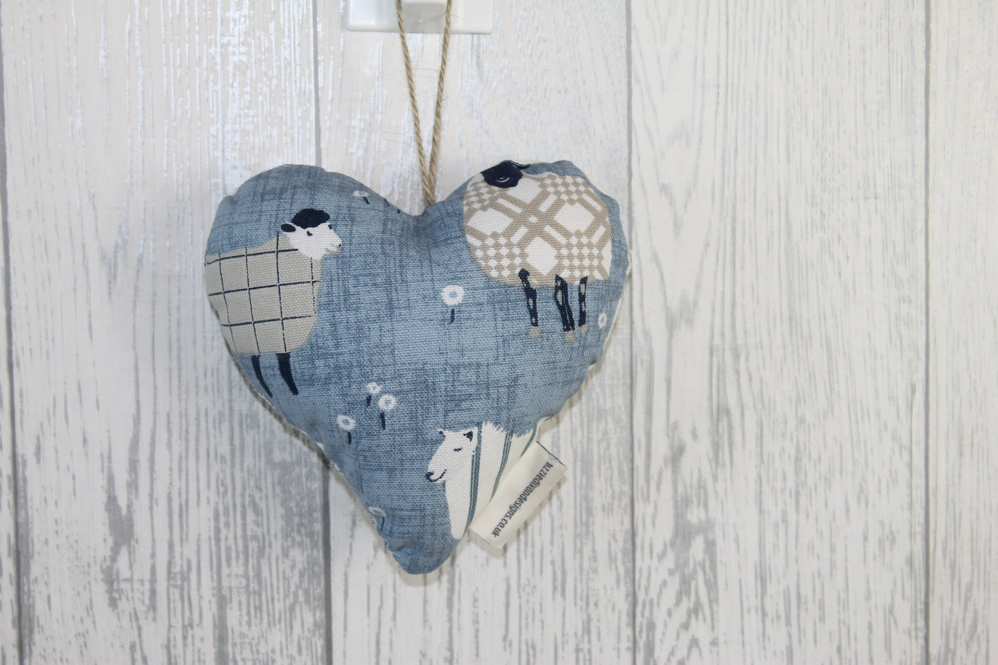 Cwtch Hanging Heart-Blue Sheep - Lizzie Dixon Designs