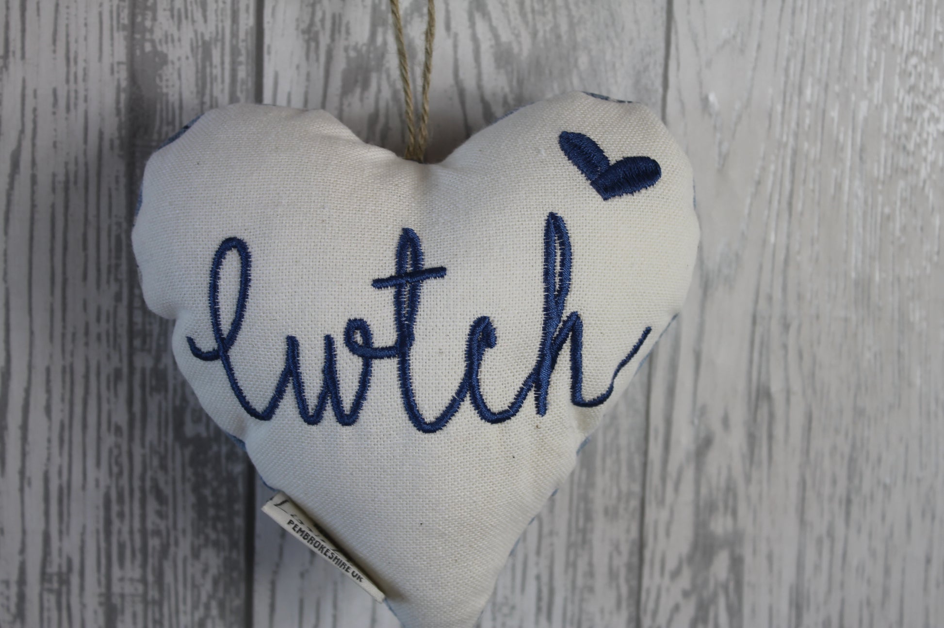 Cwtch Hanging Heart-Blue Sheep - Lizzie Dixon Designs