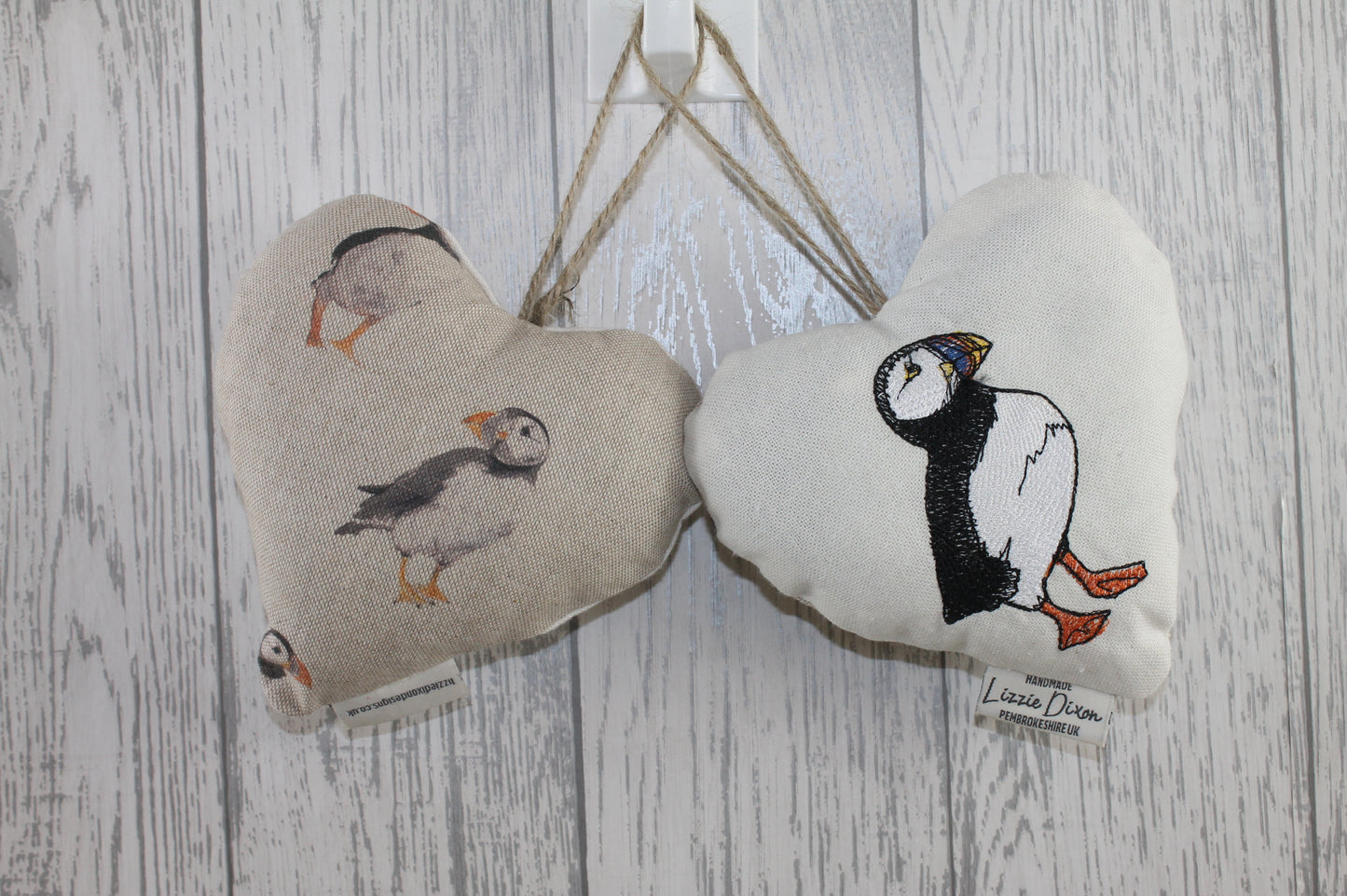 Puffin Hanging Heart-Lavender Heart - Lizzie Dixon Designs