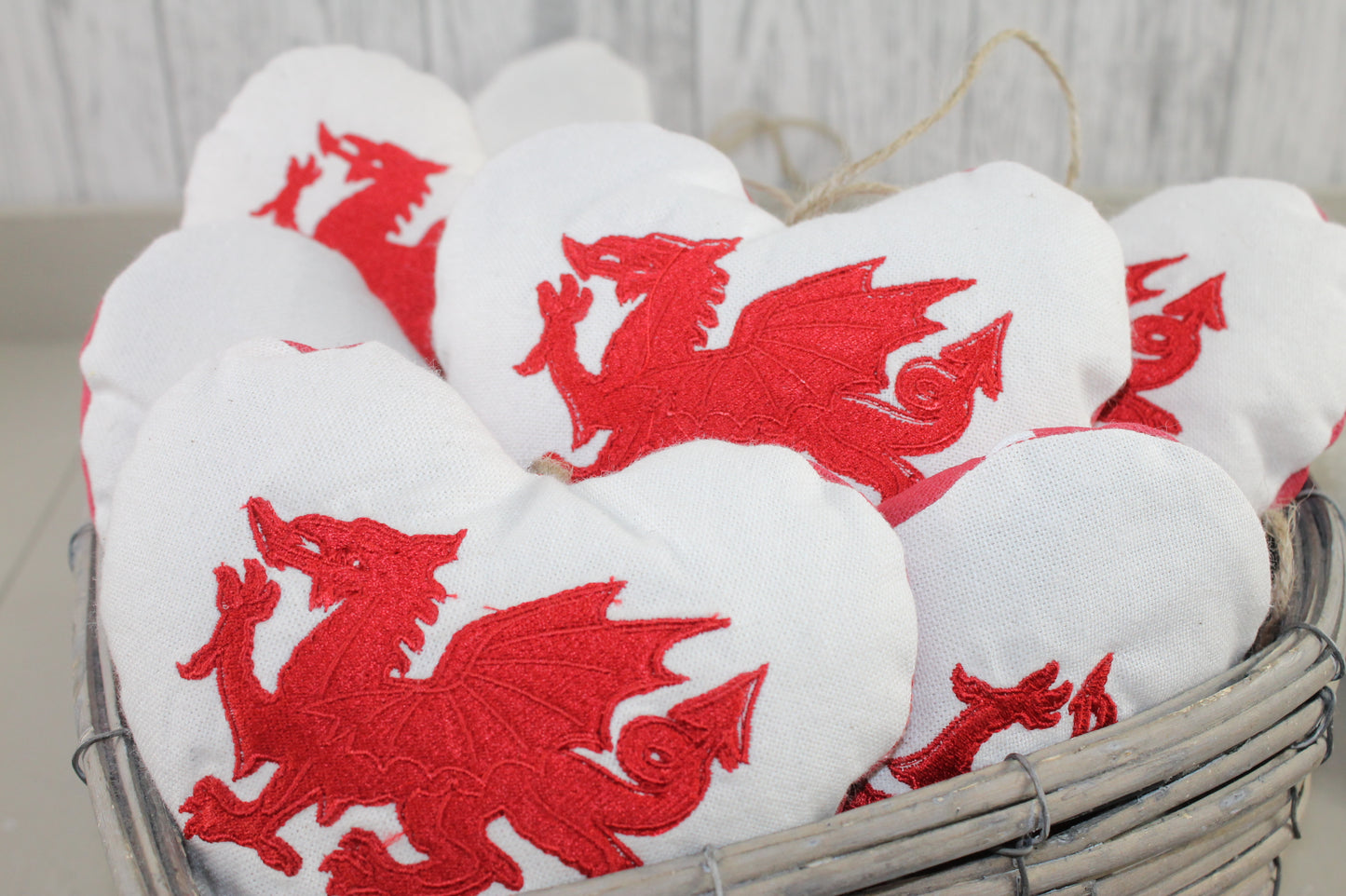 Welsh Dragon Hanging Heart decoration - Lizzie Dixon Designs