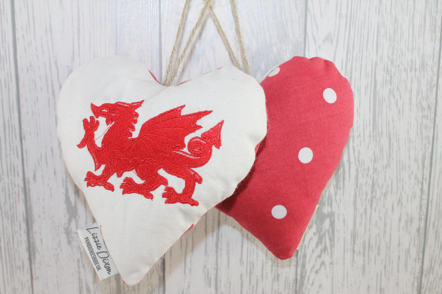 Welsh Dragon Hanging Heart decoration - Lizzie Dixon Designs