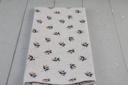 Bee Print Tea Towel- Embroidered