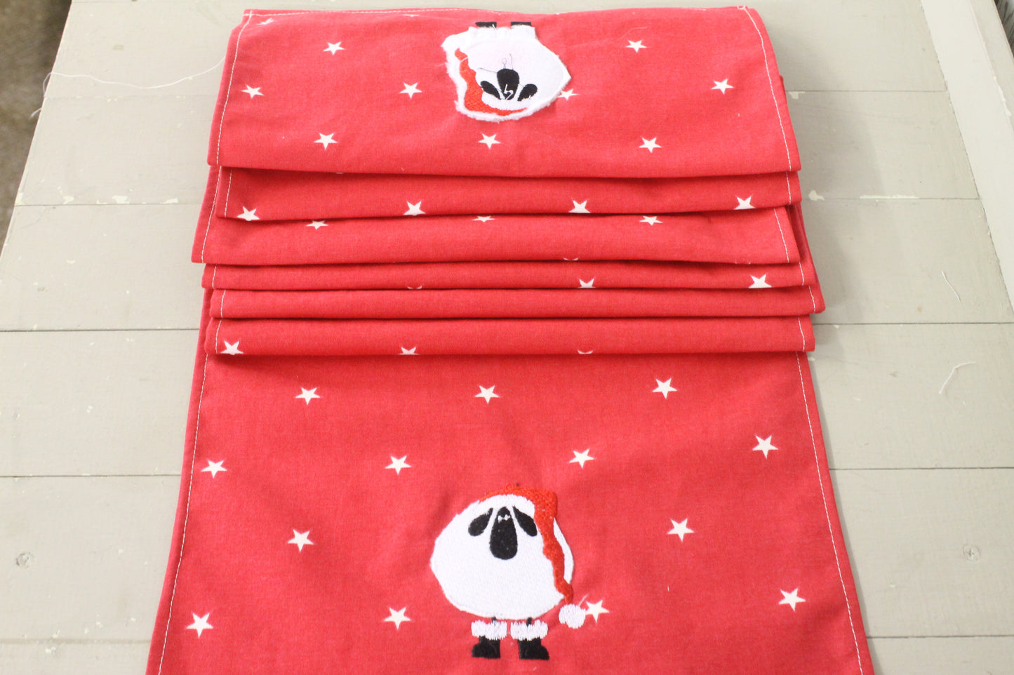 Red Star and Festive Sheep Table Runner
