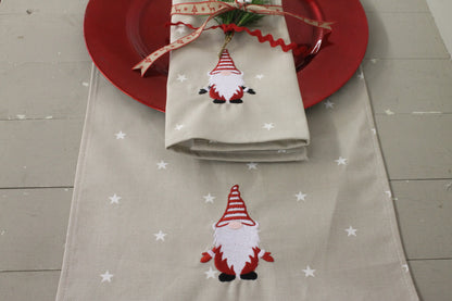 Taupe and red Gnome Christmas Napkins