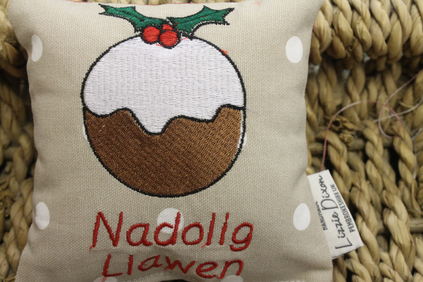 Nadolig Llawen Christmas Pudding Hanging Decoration - Lizzie Dixon Designs