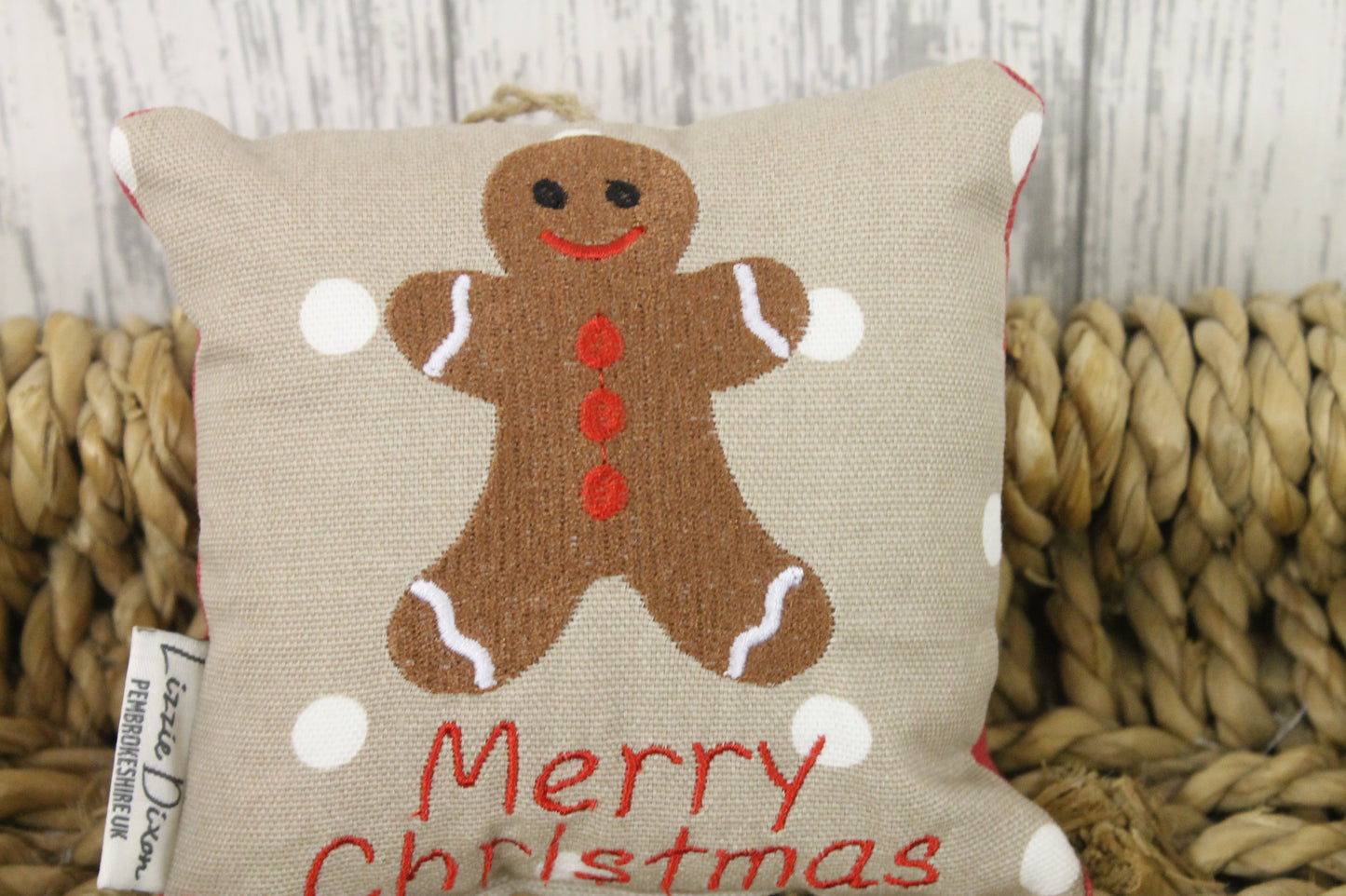 Merry Christmas Gingerbread Man Hanging Decoration - Lizzie Dixon Designs