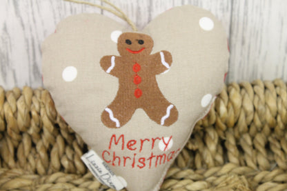 Merry Christmas Gingerbread Man Hanging Heart - Lizzie Dixon Designs