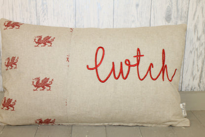 Cwtch Cushion- Welsh dragon Panel Cwtch Rectangle Cushion