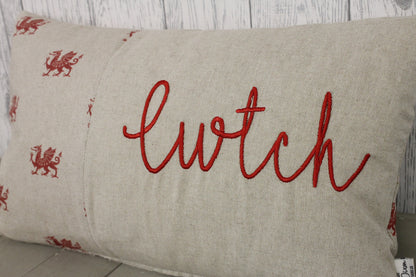 Cwtch Cushion- Welsh dragon Panel Cwtch Rectangle Cushion