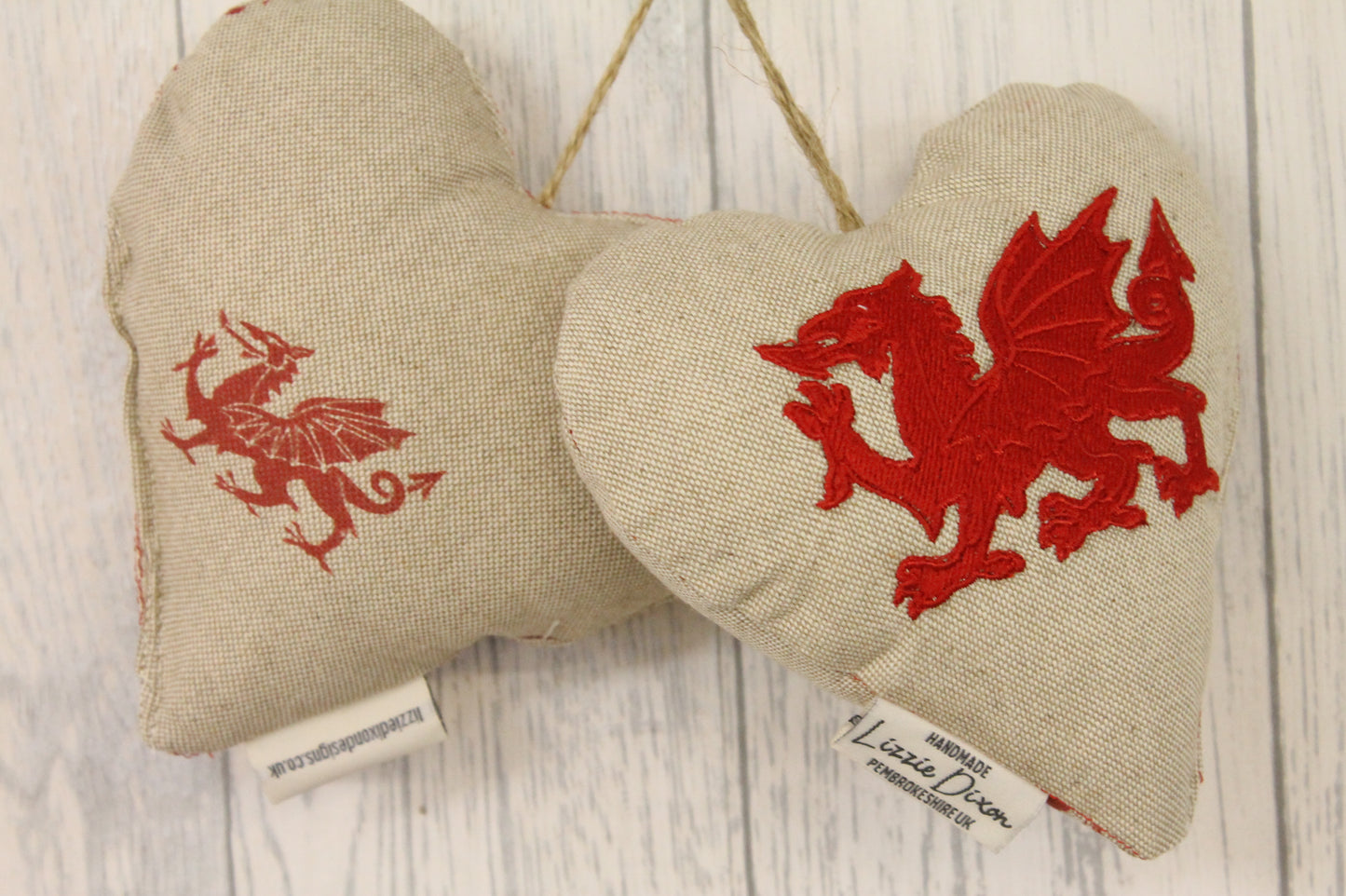 Welsh Dragon Hanging Heart Decoration - Lizzie Dixon Designs