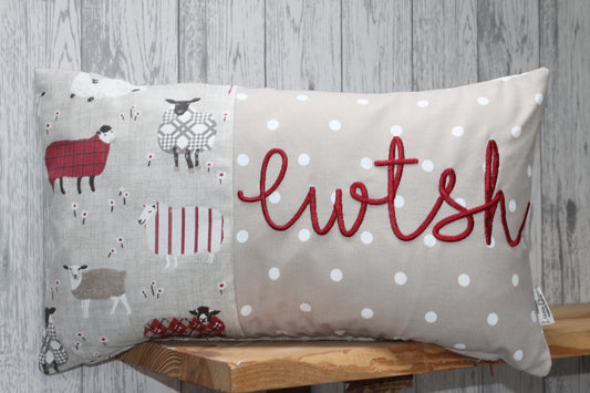 Cwtsh Cushion- Red Sheep Panel Cwtsh Rectangle Cushion